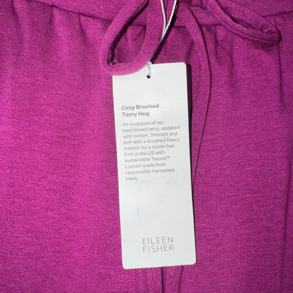 Eileen Fisher Cozy Brushed Terry Hug Ankle Track Pant Berry Magenta Large NEW - Picture 3 of 9